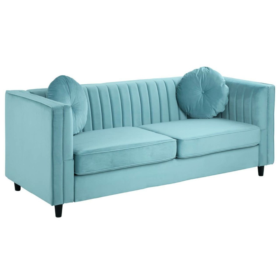 FURNITURE Premier Seating | Farah Three Seater Midnight Green Velvet Sofa