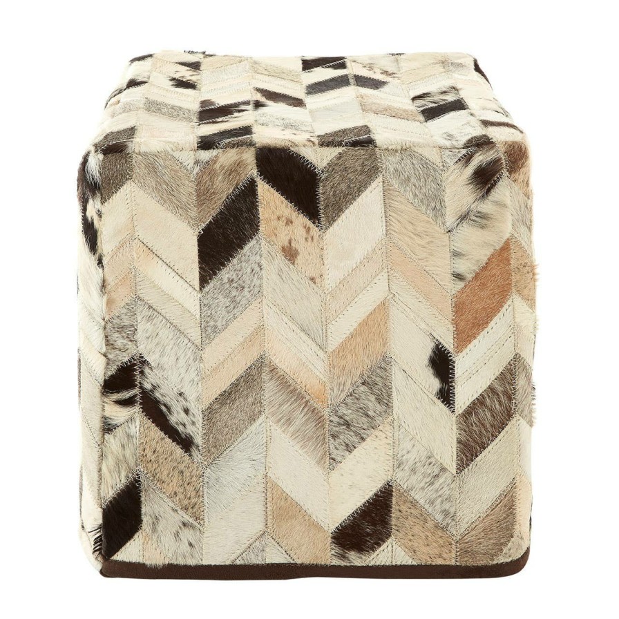 FURNITURE Bosie Pouffes | Safira Black And White Patchwork Pouffe