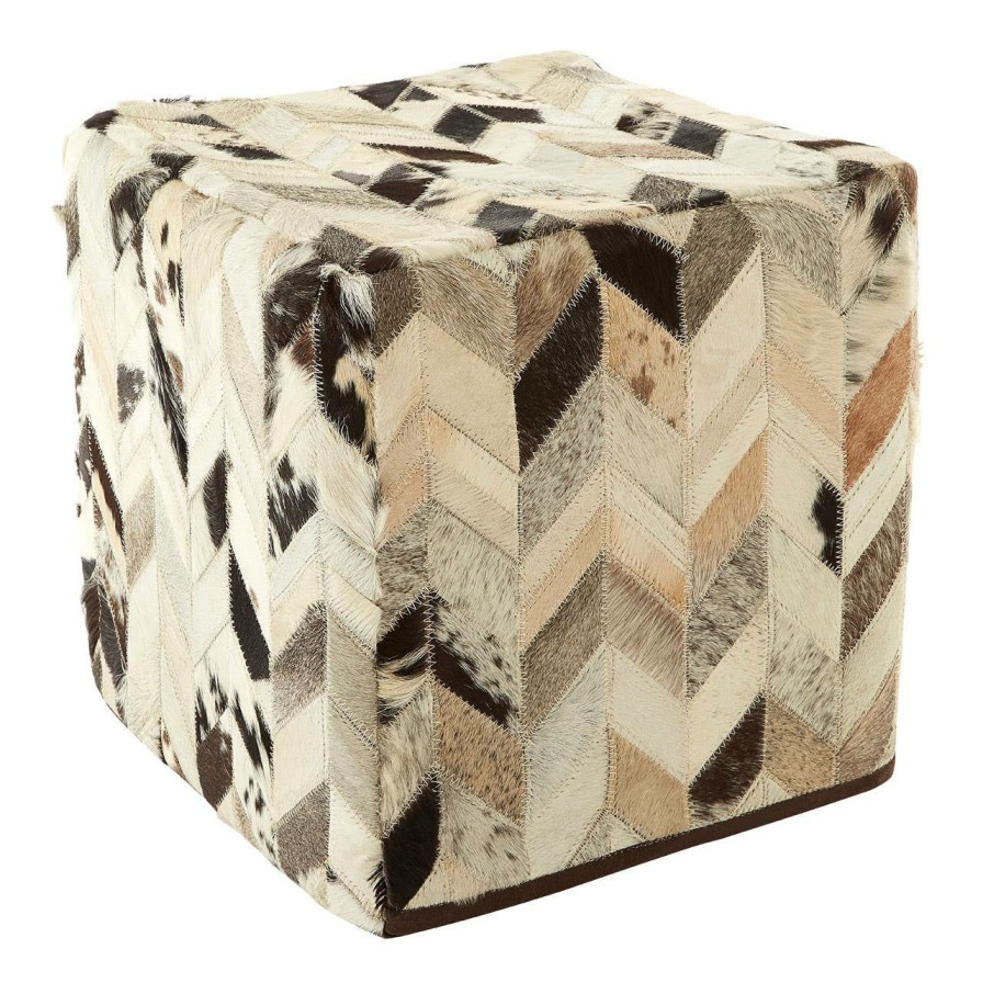 FURNITURE Bosie Pouffes | Safira Black And White Patchwork Pouffe