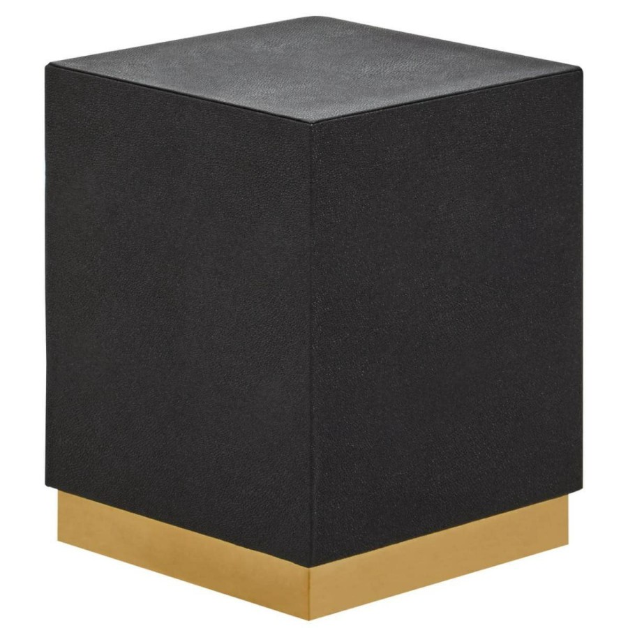 FURNITURE Fifty Five South Seating | Cardoba Square Black Shagreen Stool