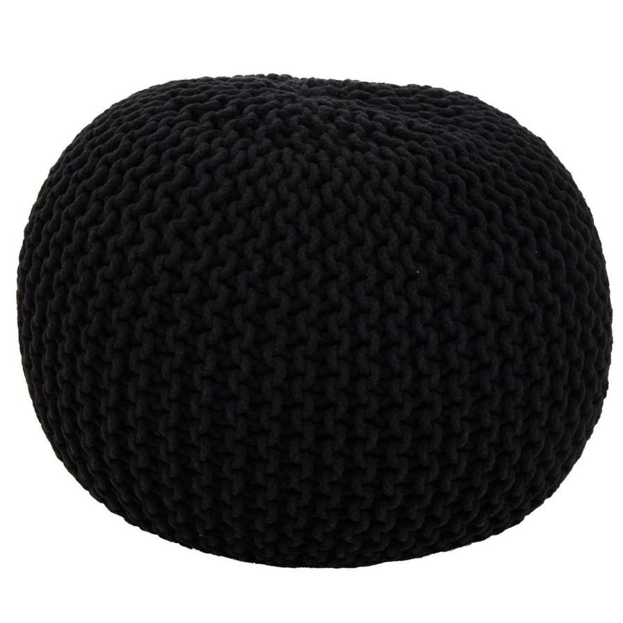 FURNITURE Premier Seating | Kids Knit Black Pouffe