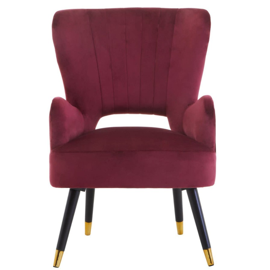 FURNITURE Premier Statement Chairs | Loretta Wine Velvet Cut Out Back Chair