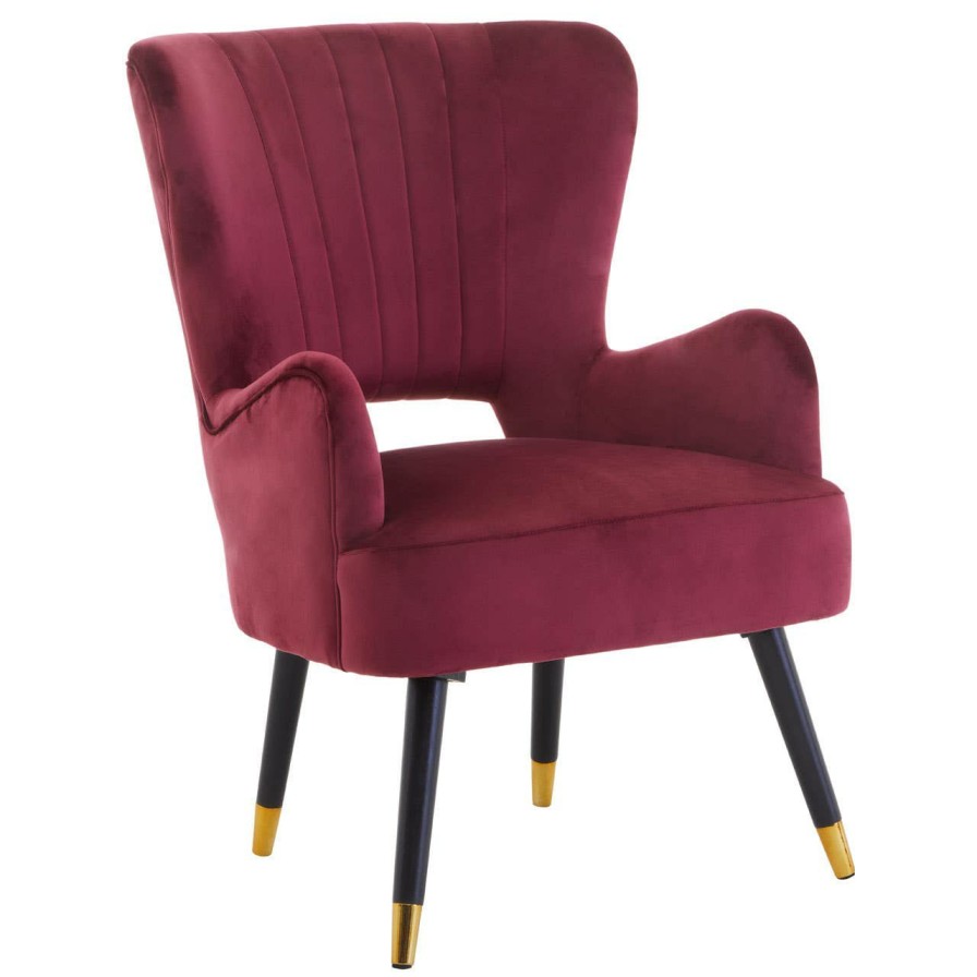 FURNITURE Premier Statement Chairs | Loretta Wine Velvet Cut Out Back Chair