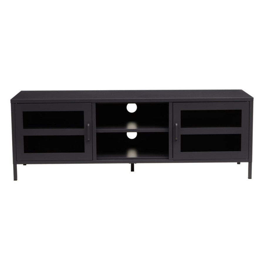 FURNITURE Premier Media and TV Units | Acier Two Door Black Media Unit