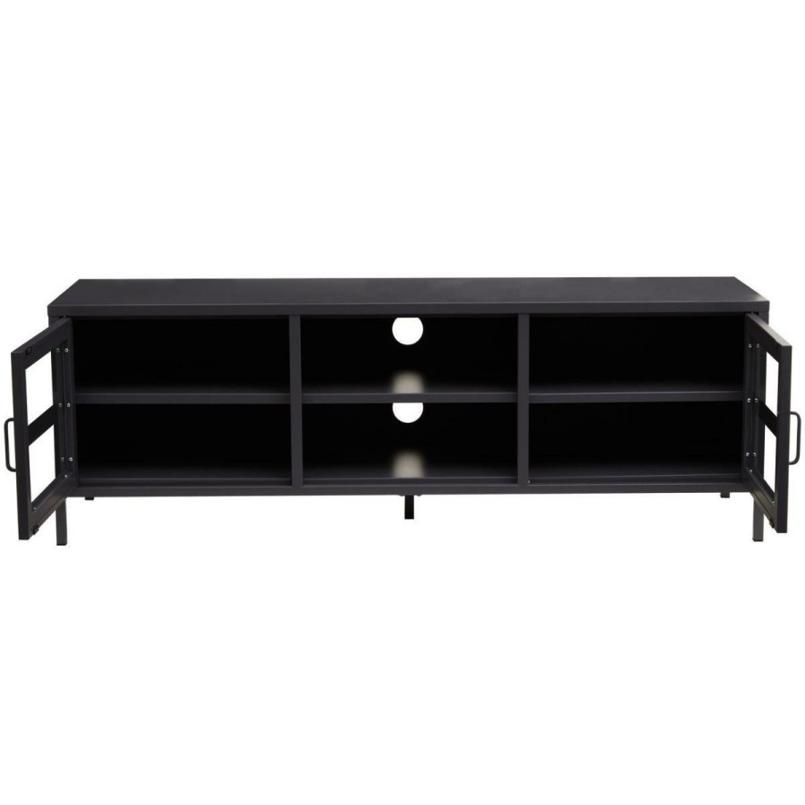 FURNITURE Premier Media and TV Units | Acier Two Door Black Media Unit