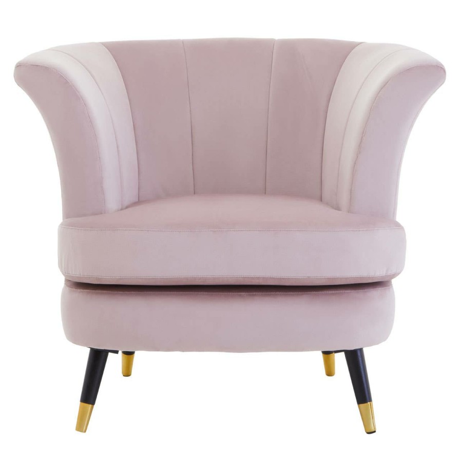 FURNITURE Premier Statement Chairs | Loretta Dusky Pink Velvet Scalloped Chair