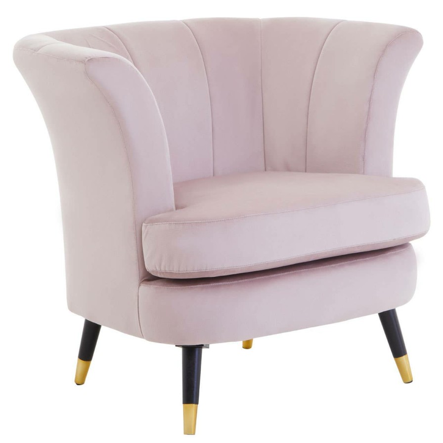 FURNITURE Premier Statement Chairs | Loretta Dusky Pink Velvet Scalloped Chair