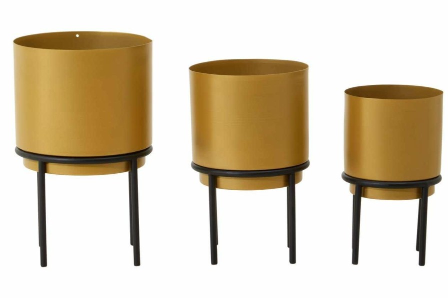 Accessories Premier Vases, Planters and Plant Stands | Avento Set Of Three Gold Finish Planters