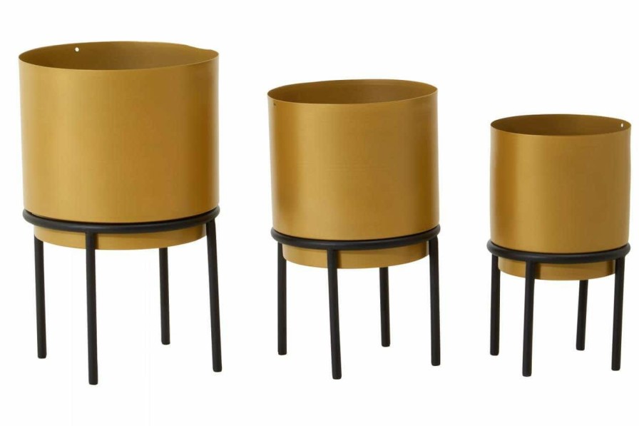 Accessories Premier Vases, Planters and Plant Stands | Avento Set Of Three Gold Finish Planters