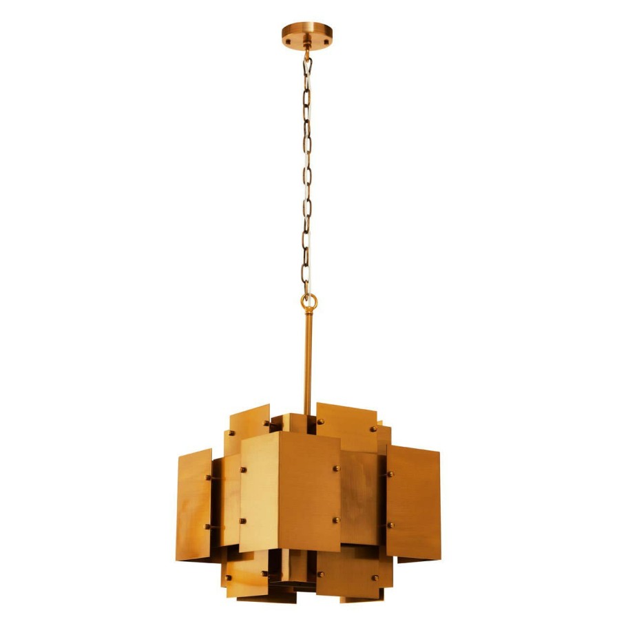 Accessories Fifty Five South Ceiling Lights | Karlo Metal Brass Finish Pendant Light With Four Bulbs