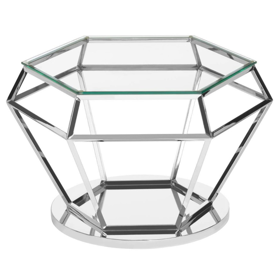 FURNITURE Premier Side Tables | Allure Silver Finish Diamond Design End Table