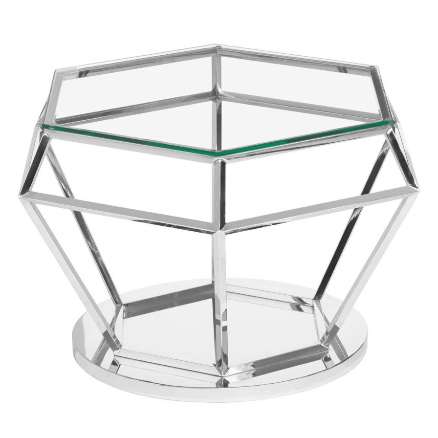 FURNITURE Premier Side Tables | Allure Silver Finish Diamond Design End Table