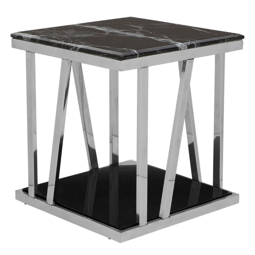 FURNITURE Fifty Five South Side Tables | Ackley Side Table With Black Marble Top