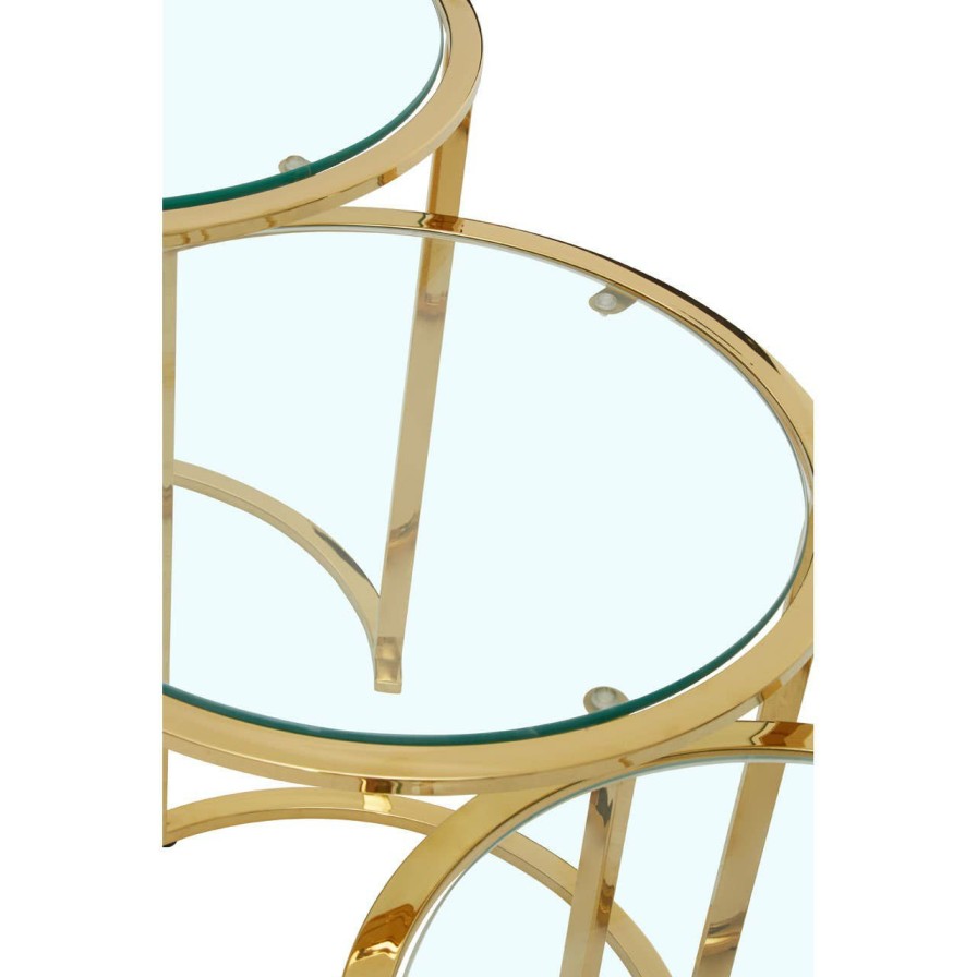 FURNITURE Premier Nesting Tables | Allure Set Of 3 Gold Brushed Nesting Tables