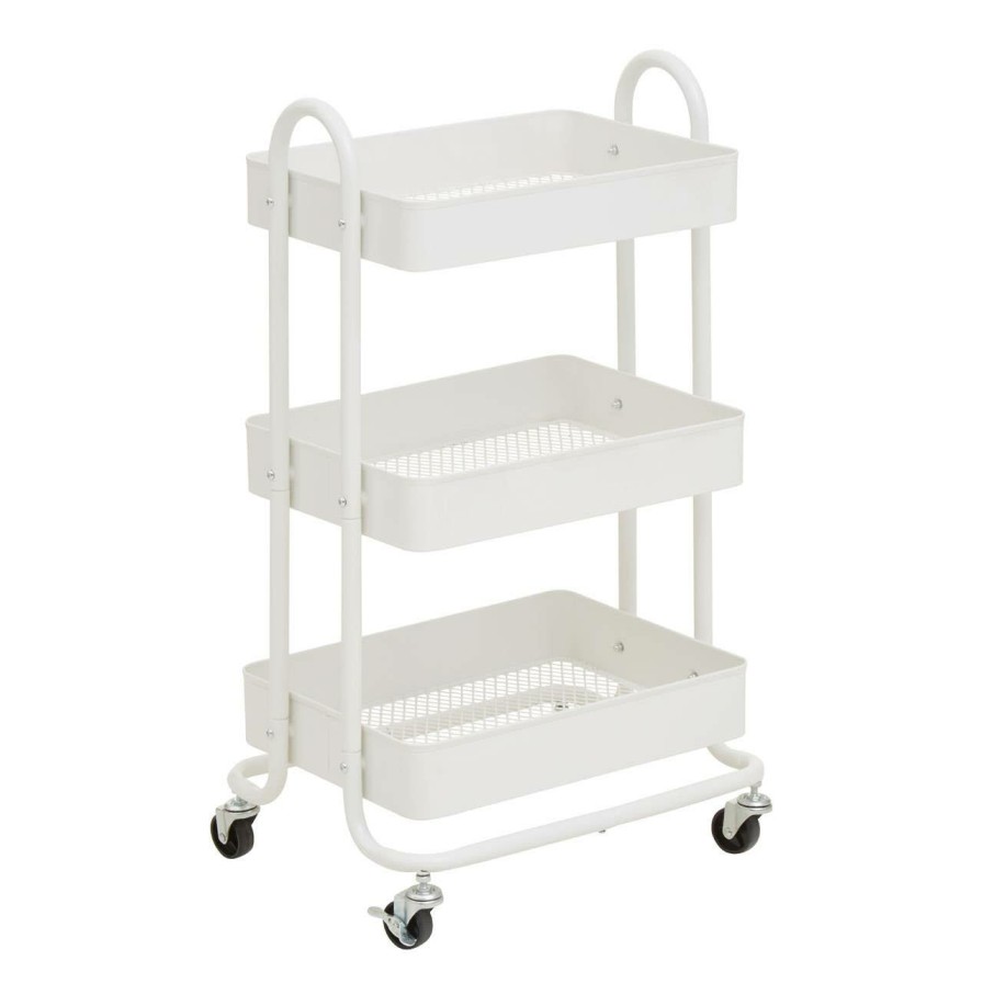 FURNITURE Premier Bar Carts and Trolleys | Acero Three Tier White Trolley