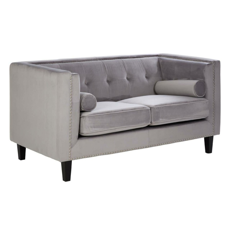 FURNITURE Premier Seating | Felisa Two Seater Grey Velvet Sofa