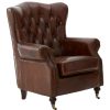 FURNITURE Fifty Five South Seating | Victor Brown Leather Scroll Armchair