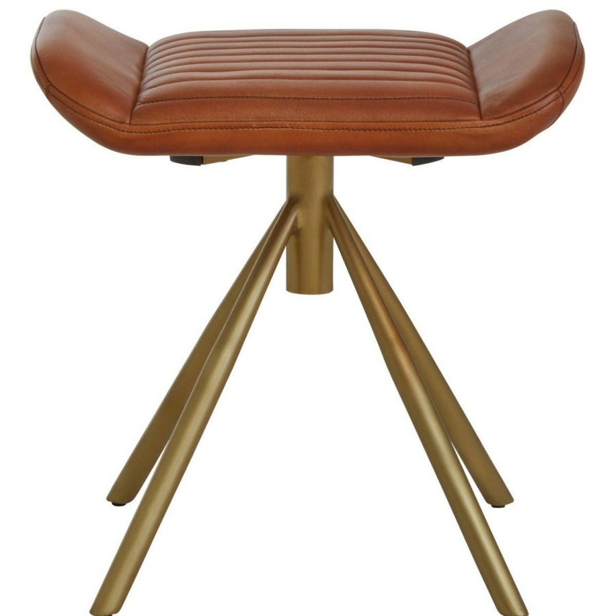 FURNITURE Fifty Five South Stools | Buffalo Tan Leather Footstool