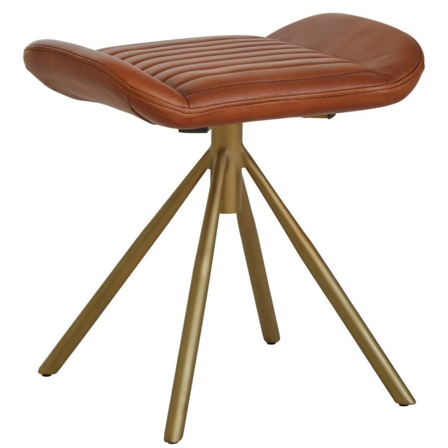 FURNITURE Fifty Five South Stools | Buffalo Tan Leather Footstool