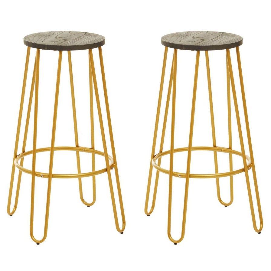 FURNITURE Premier Bar Tables | District 3Pc Gold Finish Bar Table Stool Set