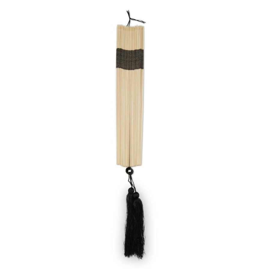 Kitchen and Dining Fifty Five South Place Settings | Balta Large Natural Black Bamboo Fan