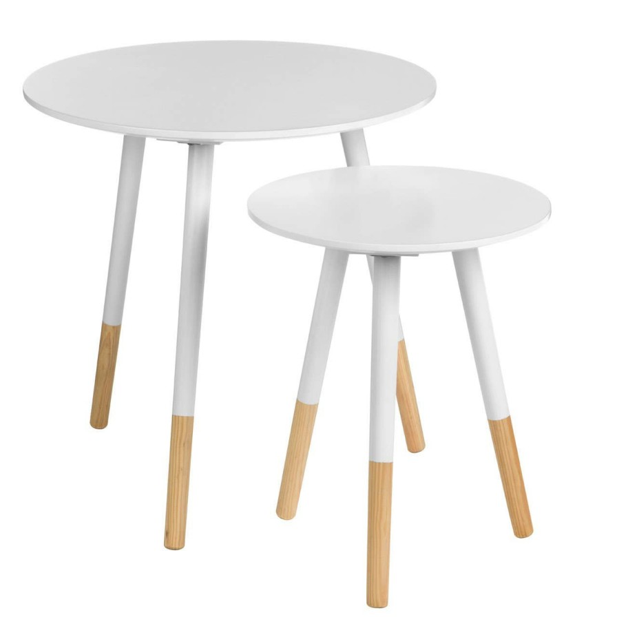 FURNITURE Premier Side Tables | Set Of Two Viborg White Round Side Tables