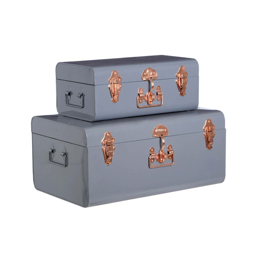 FURNITURE Premier Storage | Parley Set Of Two Grey Storage Trunks