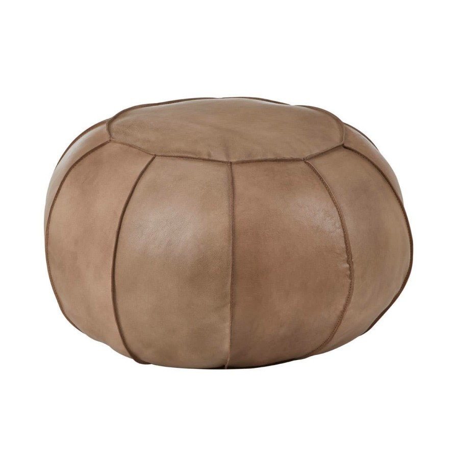 FURNITURE Fifty Five South Pouffes | Buffalo Grey Leather Pouffe