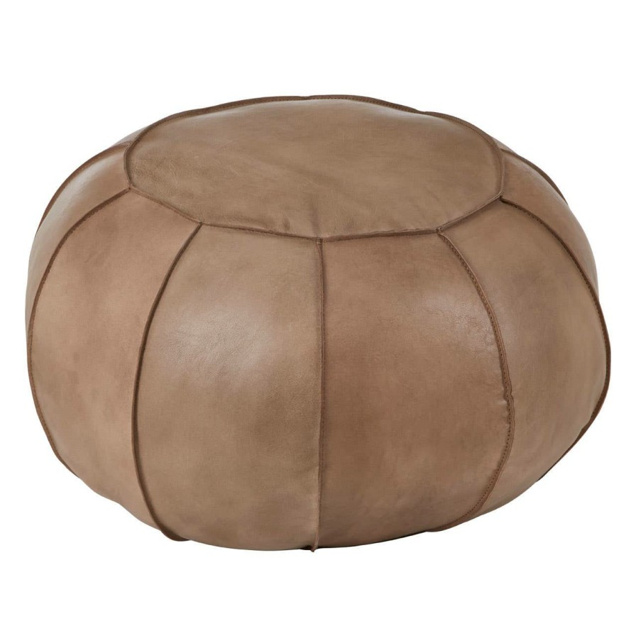 FURNITURE Fifty Five South Pouffes | Buffalo Grey Leather Pouffe