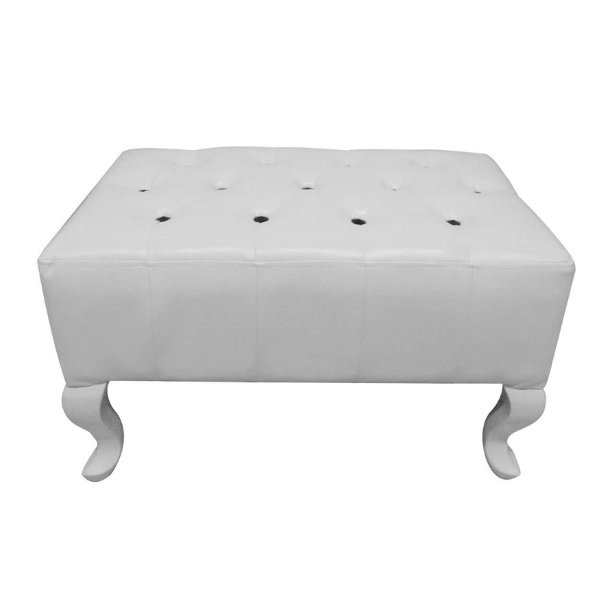 FURNITURE Premier Footstools | Chesterfield White Leather Footstool