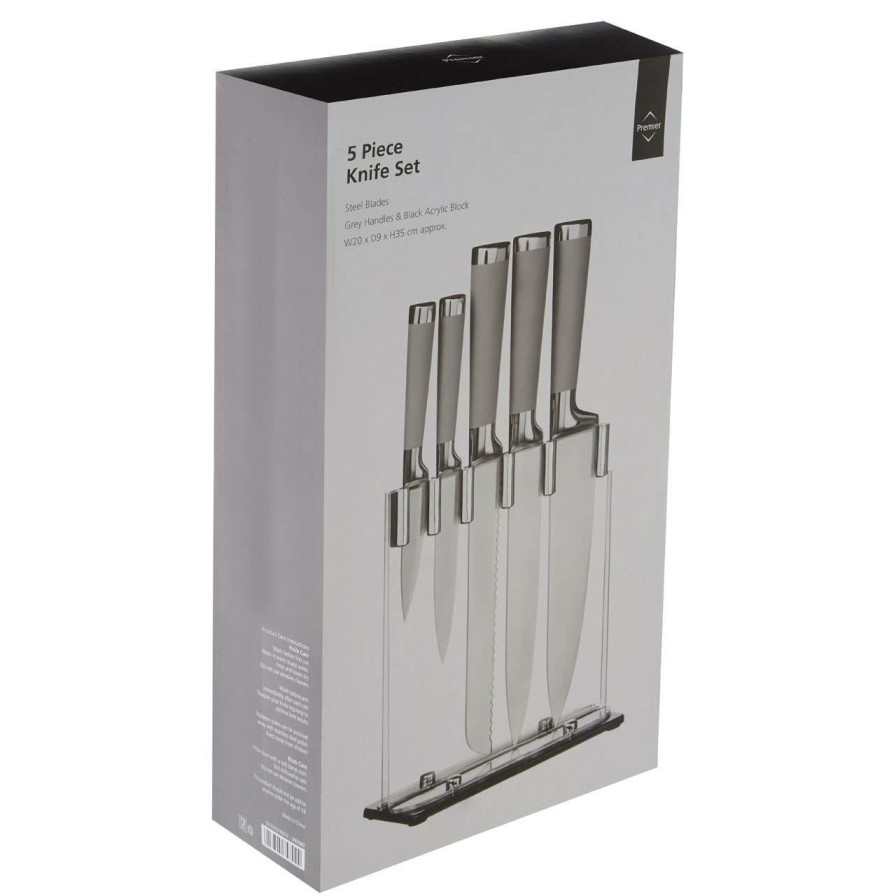 Kitchen and Dining Premier Knives and Knife Sets and Accessories | 5Pc Knife Set With Grey Handles