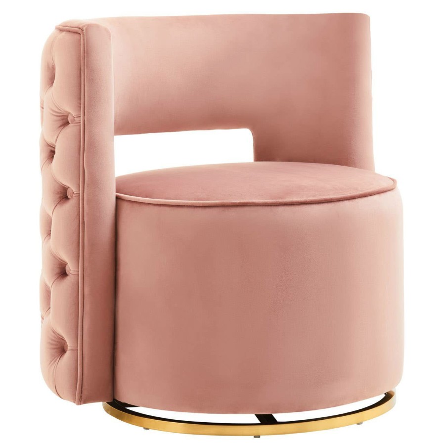 FURNITURE Fifty Five South Media and TV Units | Yasmeen Pink Velvet Swivel Chair