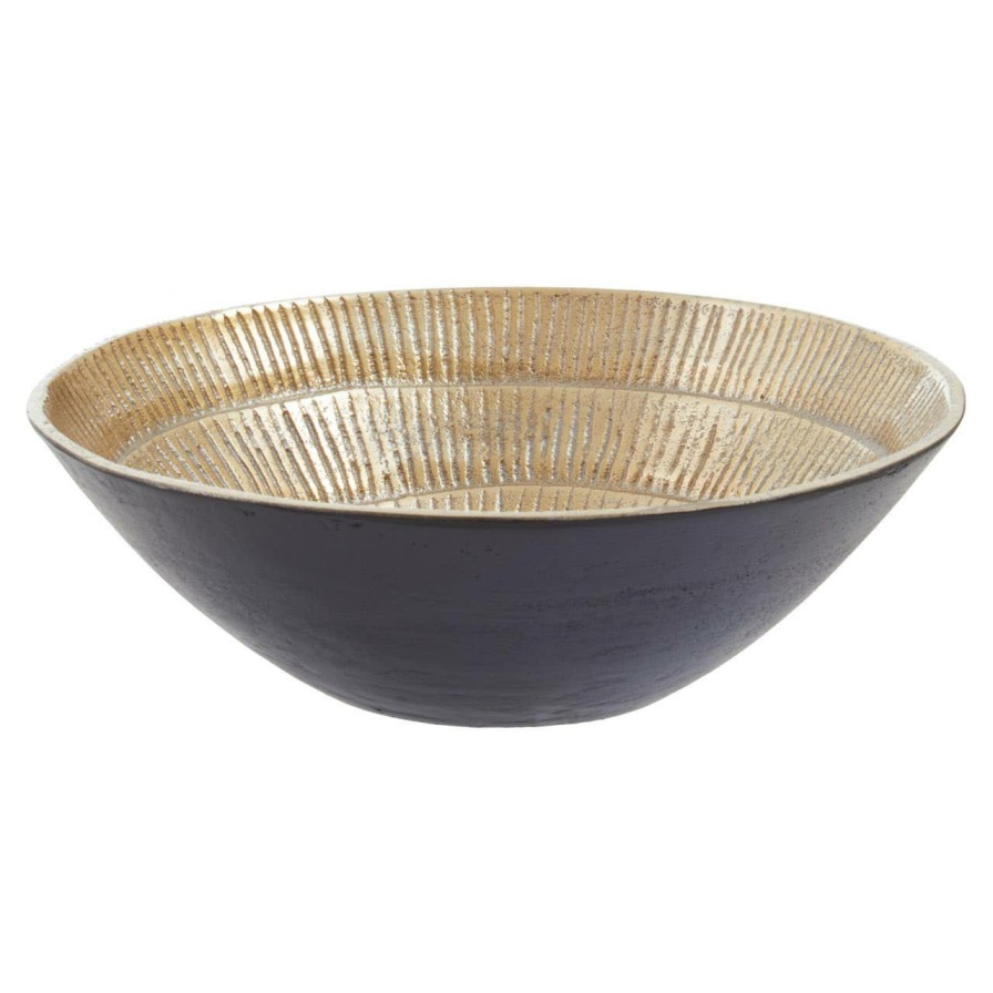 Accessories Fifty Five South Decorative Bowls Plates and Bottles | Deomali Small Two Toned Black And Gold Finish Bowl