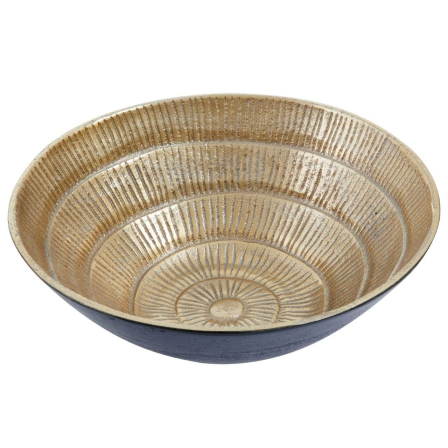 Accessories Fifty Five South Decorative Bowls Plates and Bottles | Deomali Small Two Toned Black And Gold Finish Bowl