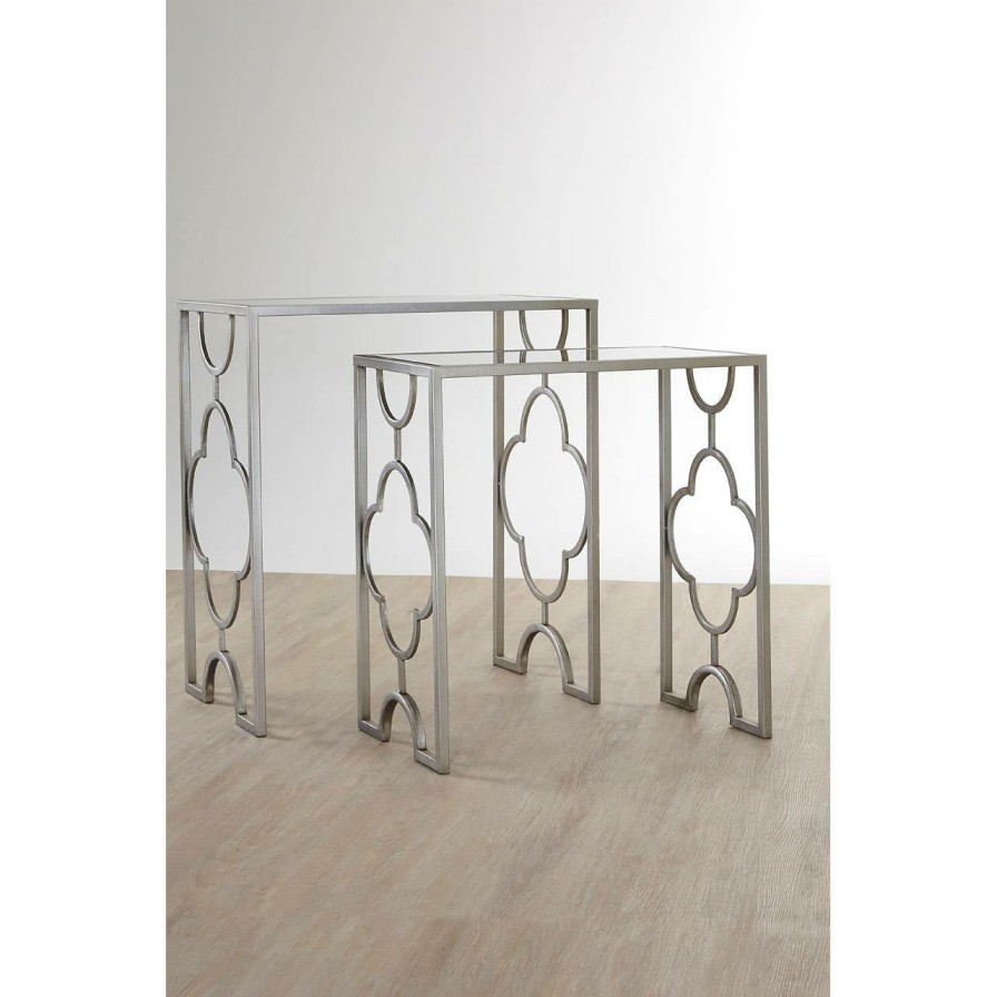 FURNITURE Premier Side Tables | Set Of Two Merlin Silver Leaf Side Tables