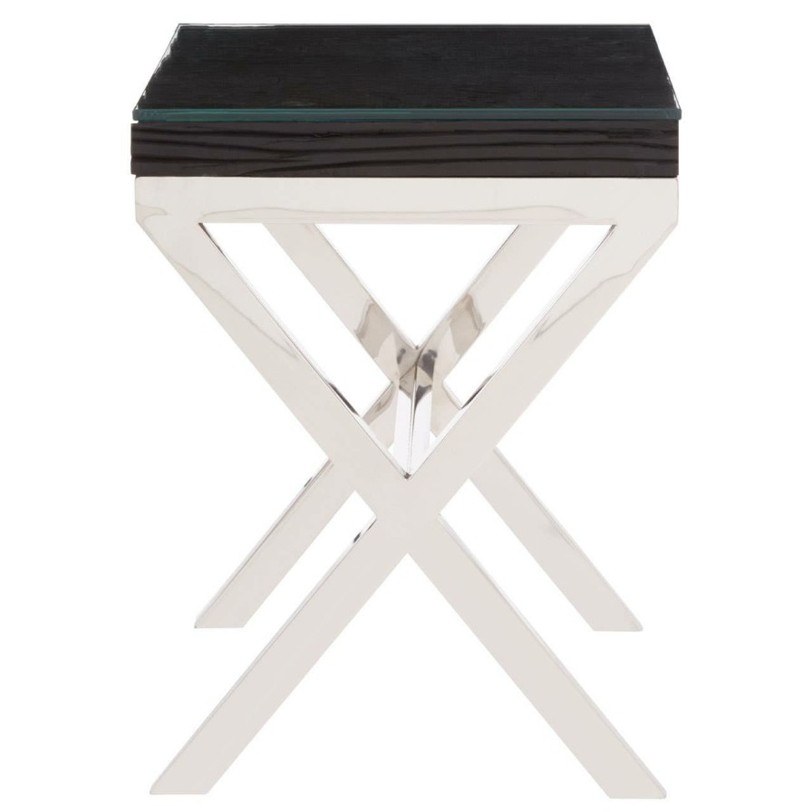 FURNITURE Fifty Five South Side Tables | Kerala Black Top Side Table With Cross Base