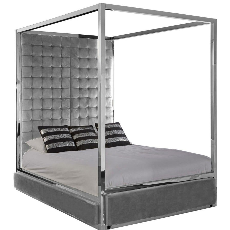 FURNITURE Fifty Five South Beds | Piermount Grey Velvet Bed