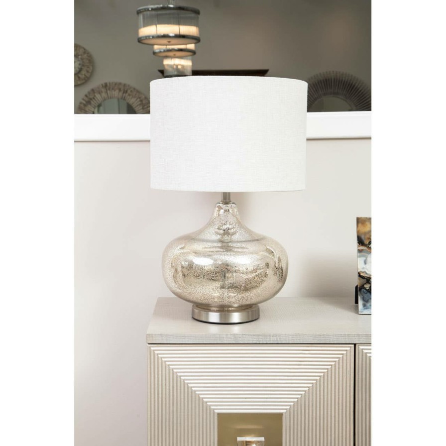 Accessories Fifty Five South Table Lamps | Luz Grey Fabric Shade Table Lamp