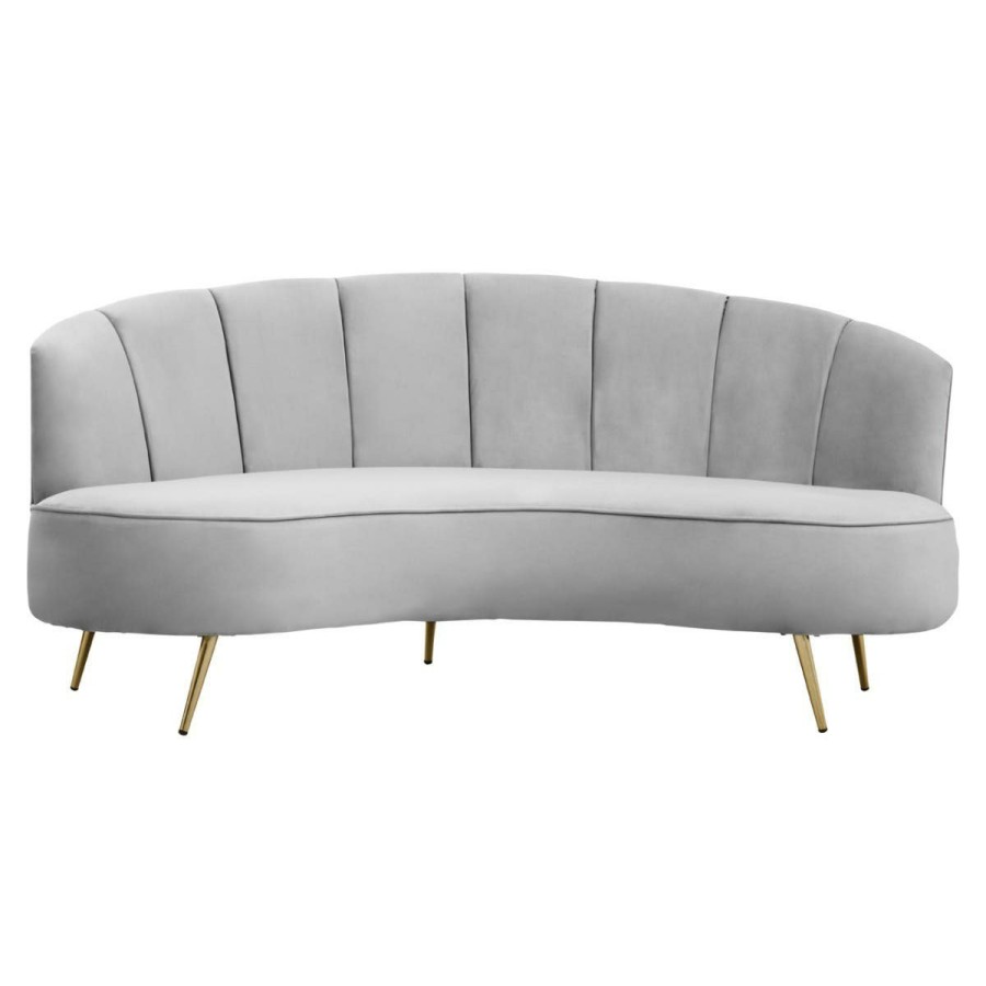 FURNITURE Premier Seating | Hasna Three Seat Grey Velvet Sofa