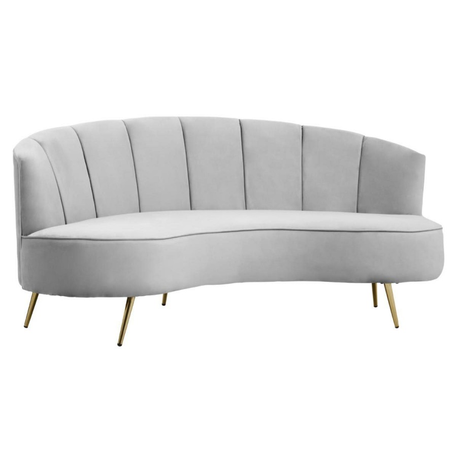 FURNITURE Premier Seating | Hasna Three Seat Grey Velvet Sofa