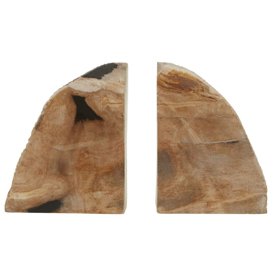 Accessories Fifty Five South Bookends | Relic Set Of 2 Petrified Wood Bookends