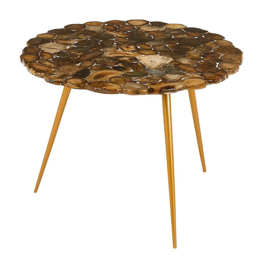 FURNITURE Fifty Five South Side Tables | Relic Low Side Table With Agate Stone Top