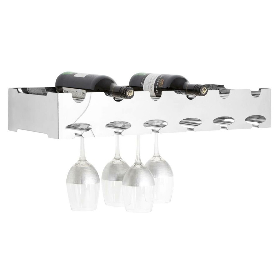 Kitchen and Dining Fifty Five South Wine Racks | Novo 6 Bottle Silver Wide Wine Rack