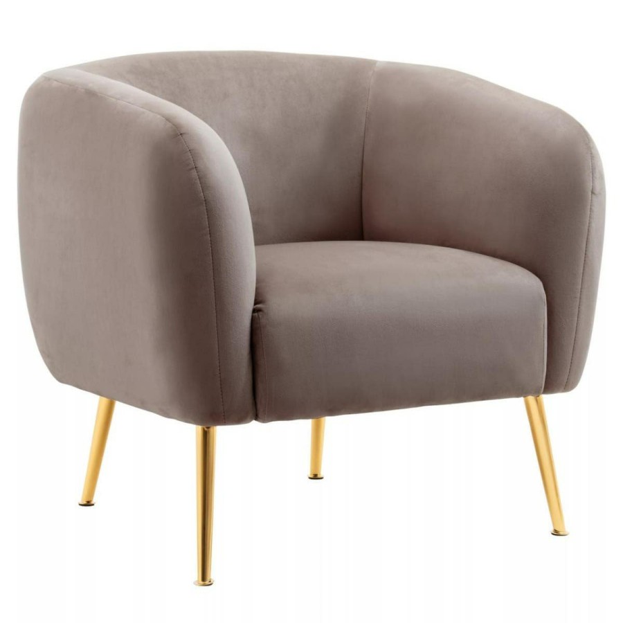 FURNITURE Fifty Five South Armchairs | Yasmeen Dark Beige Velvet Armchair