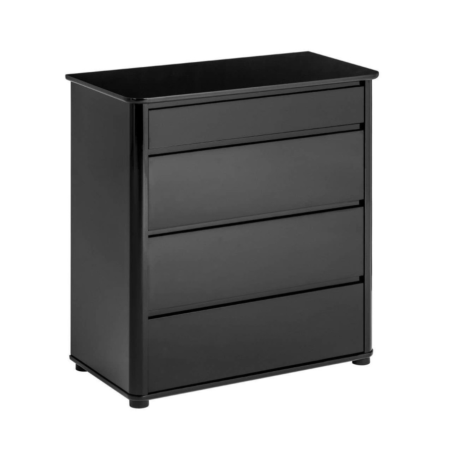 FURNITURE Premier Chest of Drawers | Moritz Black High Gloss 4 Drawer Chest