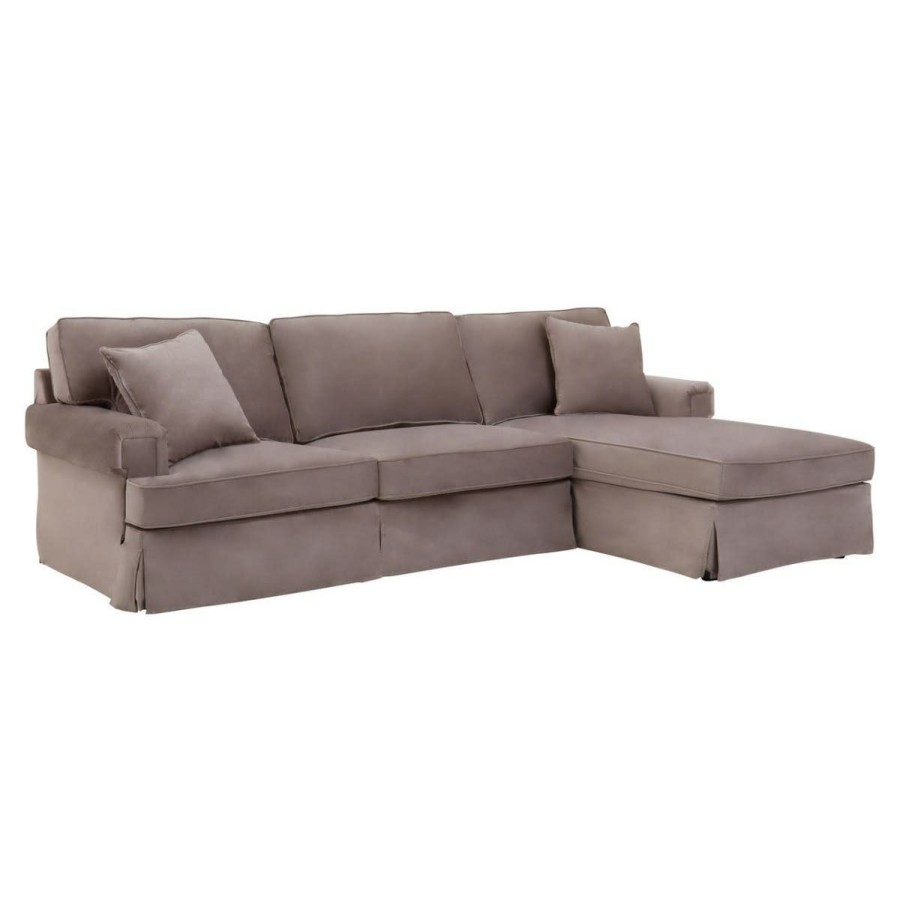 FURNITURE Fifty Five South Sofas | Ralph Three Seat Mink Velvet Chaise Sofa