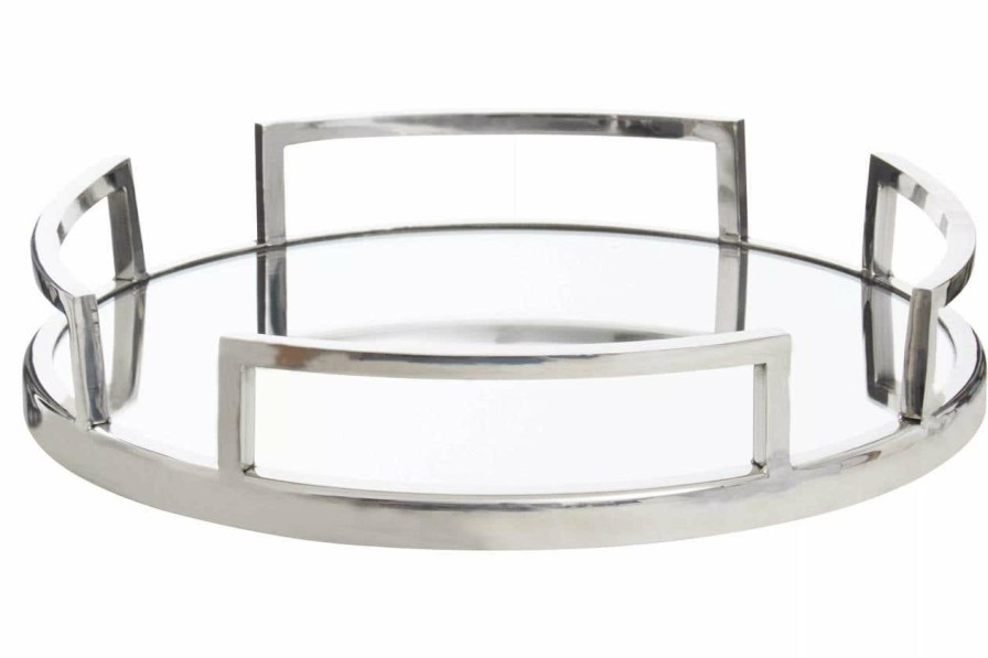 Accessories Fifty Five South Trays and Coasters | Cruzar Silver Finish Mirrored Tray