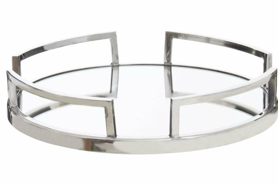 Accessories Fifty Five South Trays and Coasters | Cruzar Silver Finish Mirrored Tray