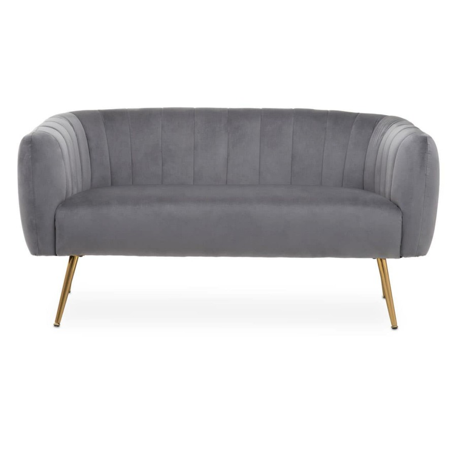 FURNITURE Premier Seating | Larissa Two Seat Grey Velvet Sofa