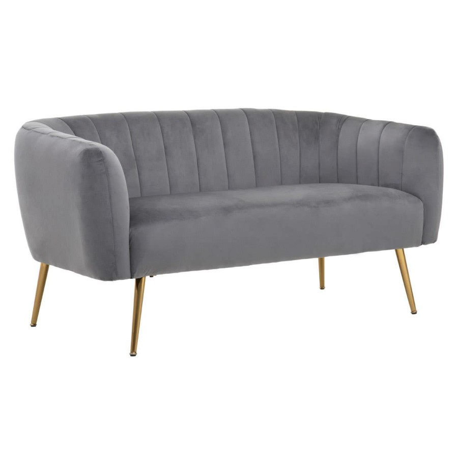 FURNITURE Premier Seating | Larissa Two Seat Grey Velvet Sofa